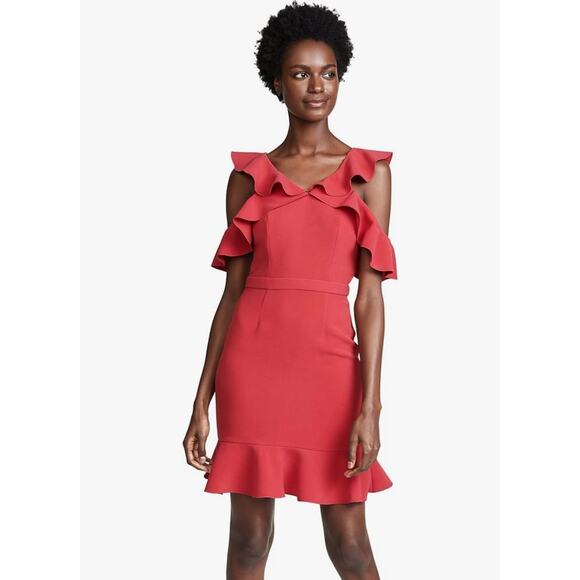 NWT RACHEL ZOE Romantic Feminine Wedding Guest Delia Ruffle Red Mini Dress 10 - Picture 1 of 12